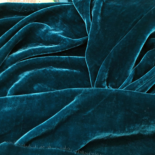 100% Mulberry Silk Velvet Fabric - Blue Silk Velvet Fabric - Silk for sewing