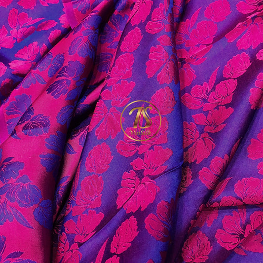 PURE MULBERRY SILK fabric by the yard - Floral pattern silk fabric - Handmade fabric – Dress making – Silk for sewing - Gift for women - Silk apparel fabric