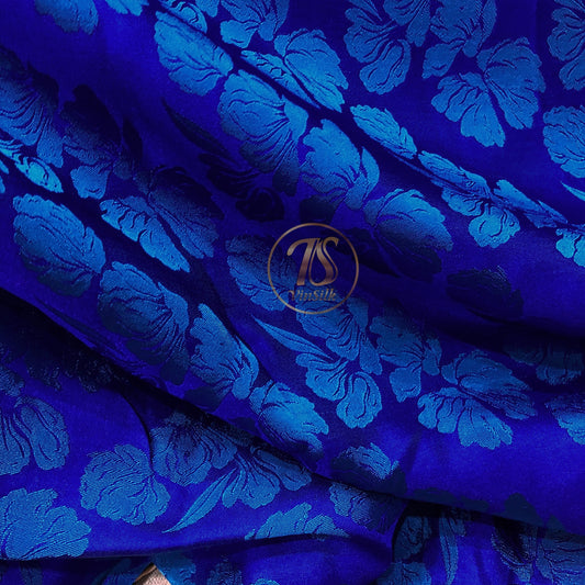 PURE MULBERRY SILK fabric by the yard - Dark blue silk fabric - Handmade fabric – Dress making – Silk for sewing - Gift for women - Sewing clothes