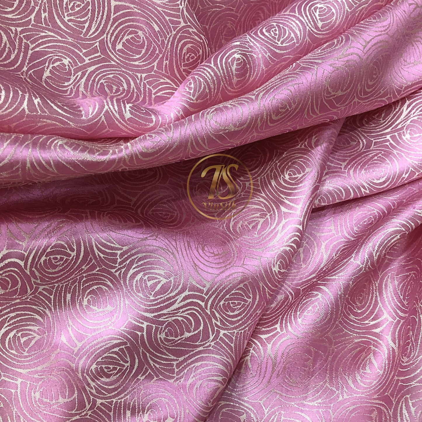 Light pink silk fabric with mulberry cabbage pattern, Pure mulberry silk, Handmade fabric, Organic fiber
