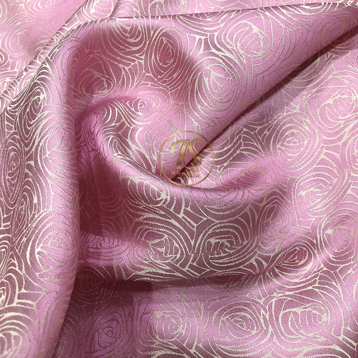 Light pink silk fabric with mulberry cabbage pattern, Pure mulberry silk, Handmade fabric, Organic fiber
