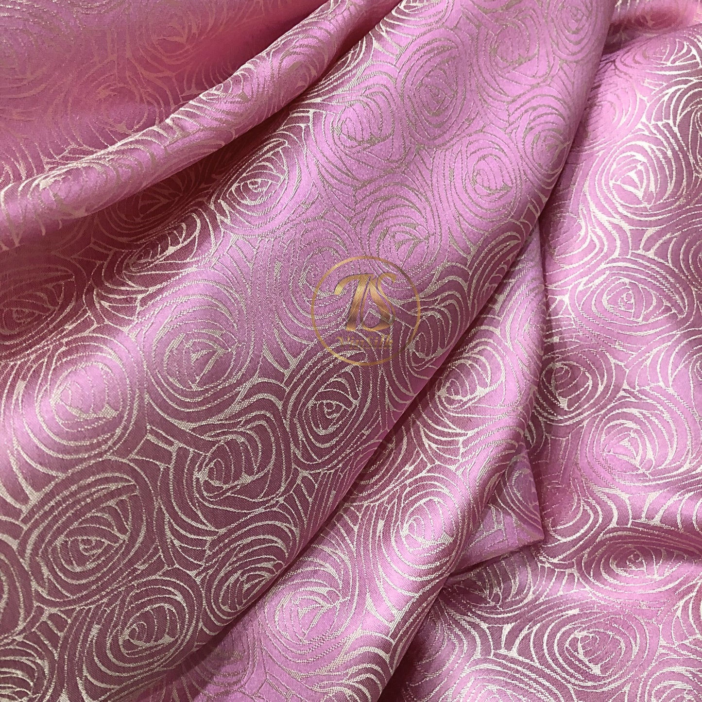 Light pink silk fabric with mulberry cabbage pattern, Pure mulberry silk, Handmade fabric, Organic fiber