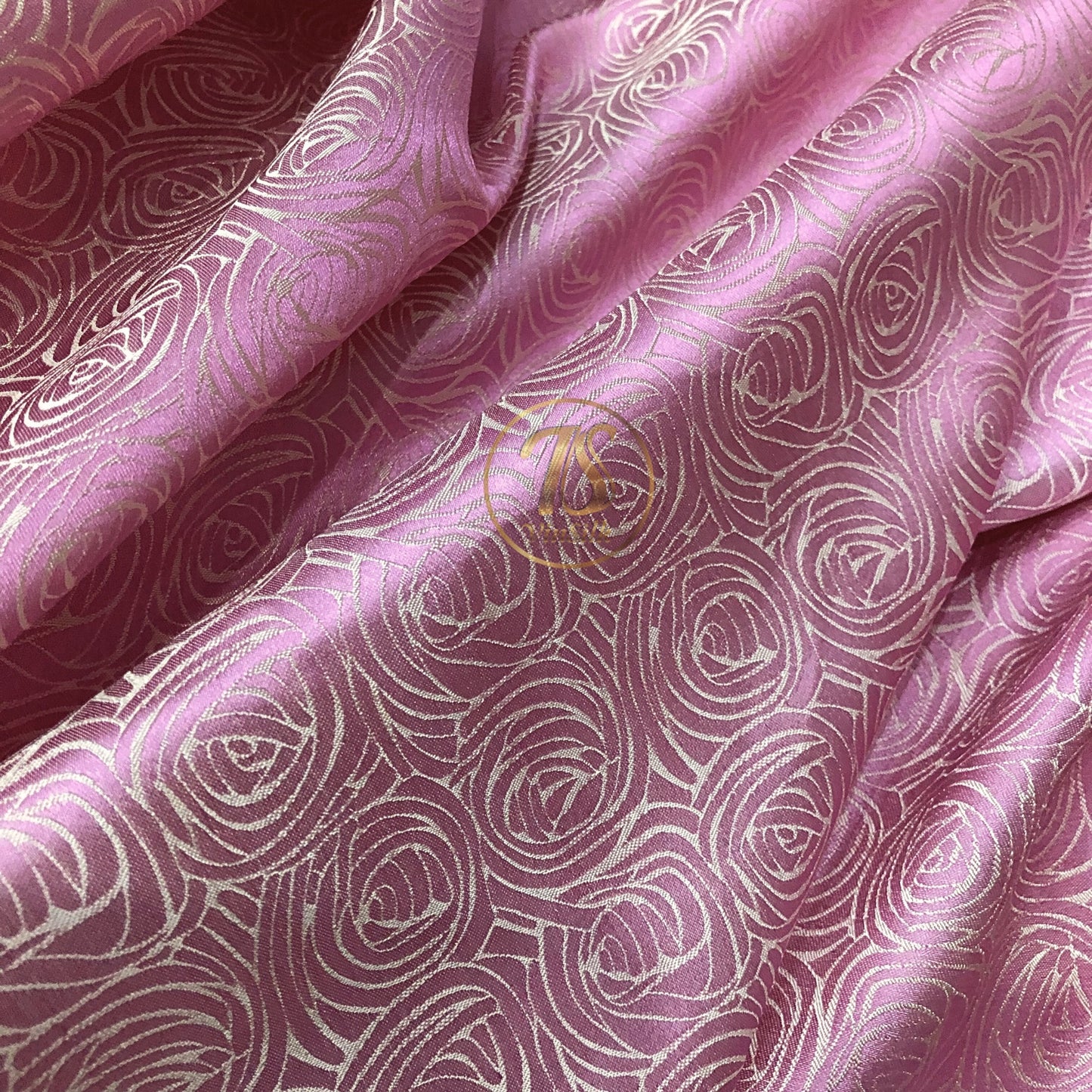 Light pink silk fabric with mulberry cabbage pattern, Pure mulberry silk, Handmade fabric, Organic fiber