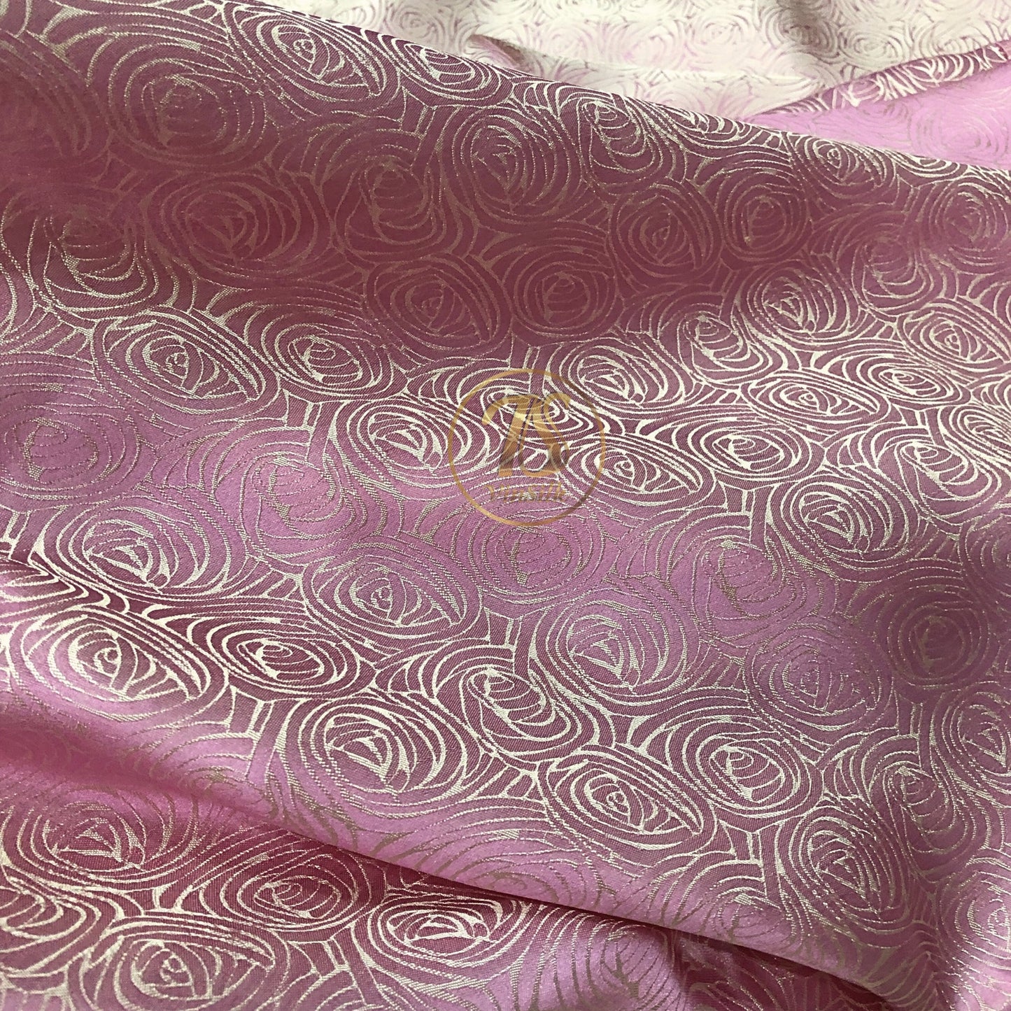 Light pink silk fabric with mulberry cabbage pattern, Pure mulberry silk, Handmade fabric, Organic fiber