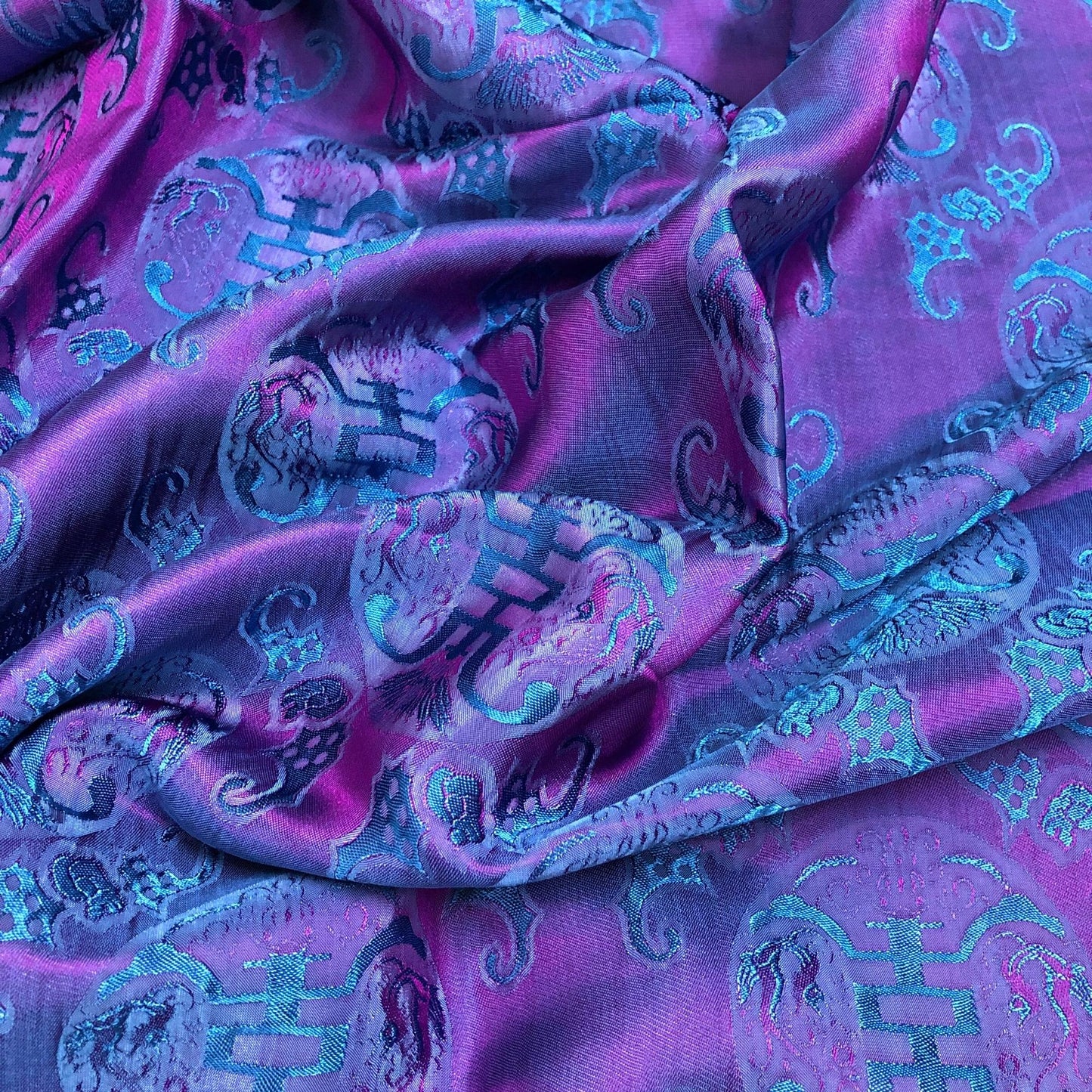 PATTERN MULBERRY SILK fabric by the yard - Purple pattern silk - Handmade fabric – Dress making – Silk for sewing - Gift for her