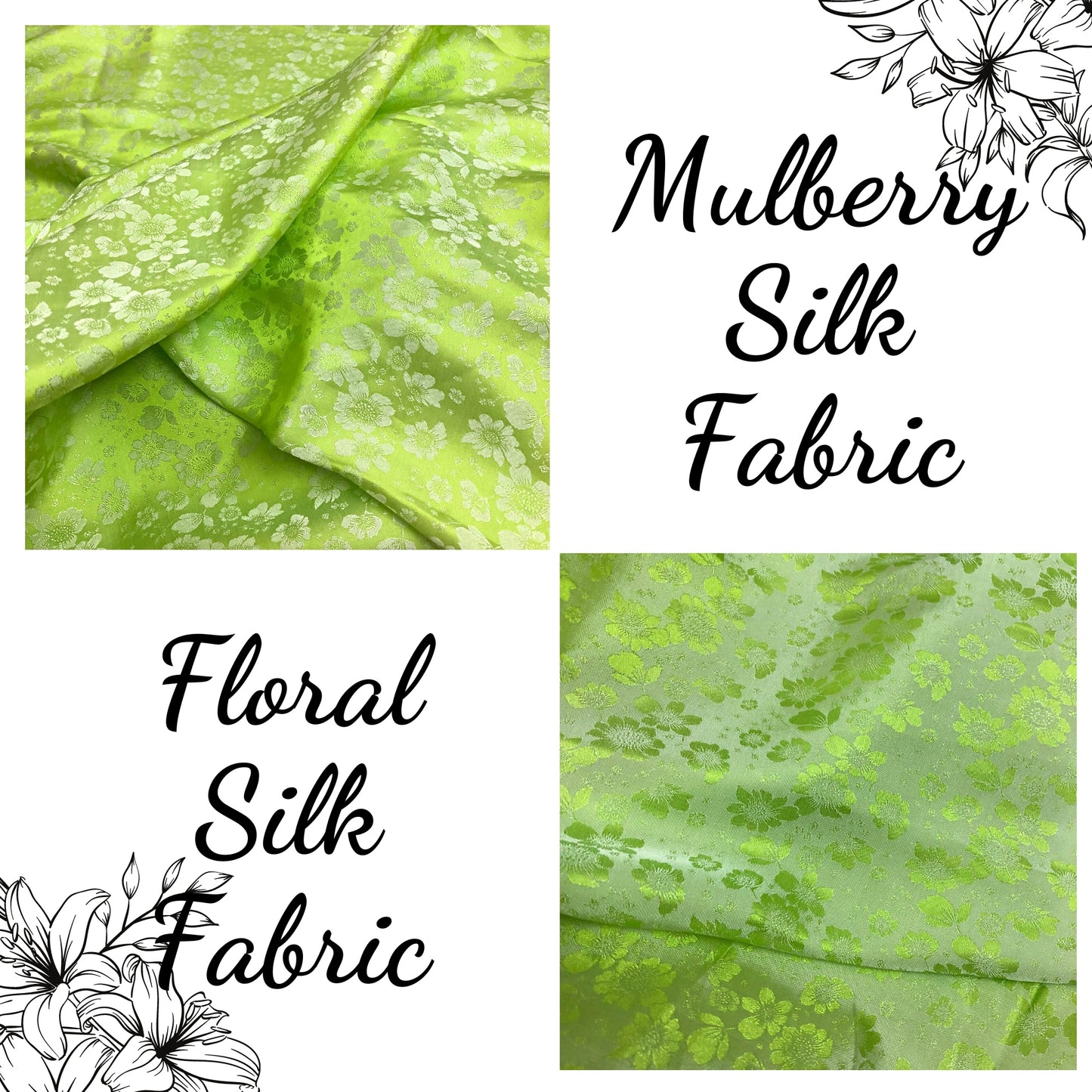 PURE MULBERRY SILK fabric by the yard - Silk floral fabric - Handmade fabric – Dress making – Silk for sewing - Gift for women - Silk apparel fabric