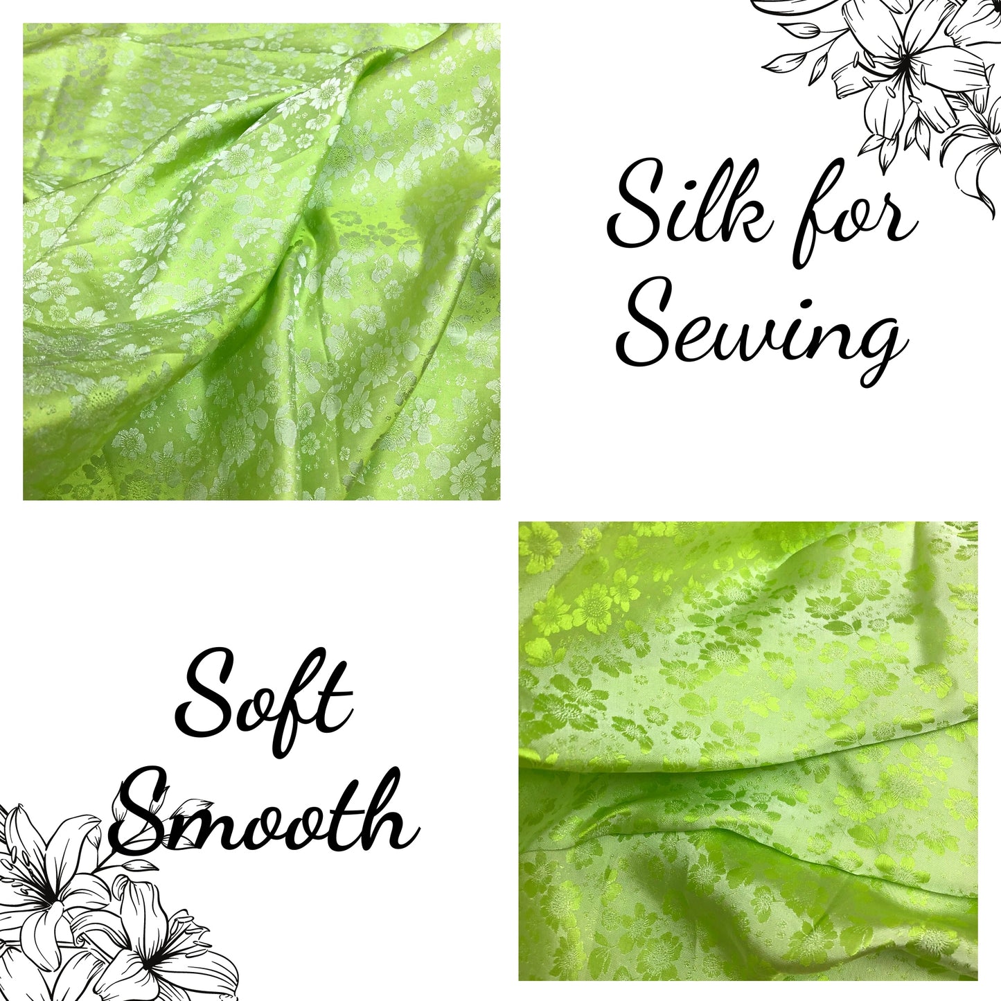 PURE MULBERRY SILK fabric by the yard - Silk floral fabric - Handmade fabric – Dress making – Silk for sewing - Gift for women - Silk apparel fabric