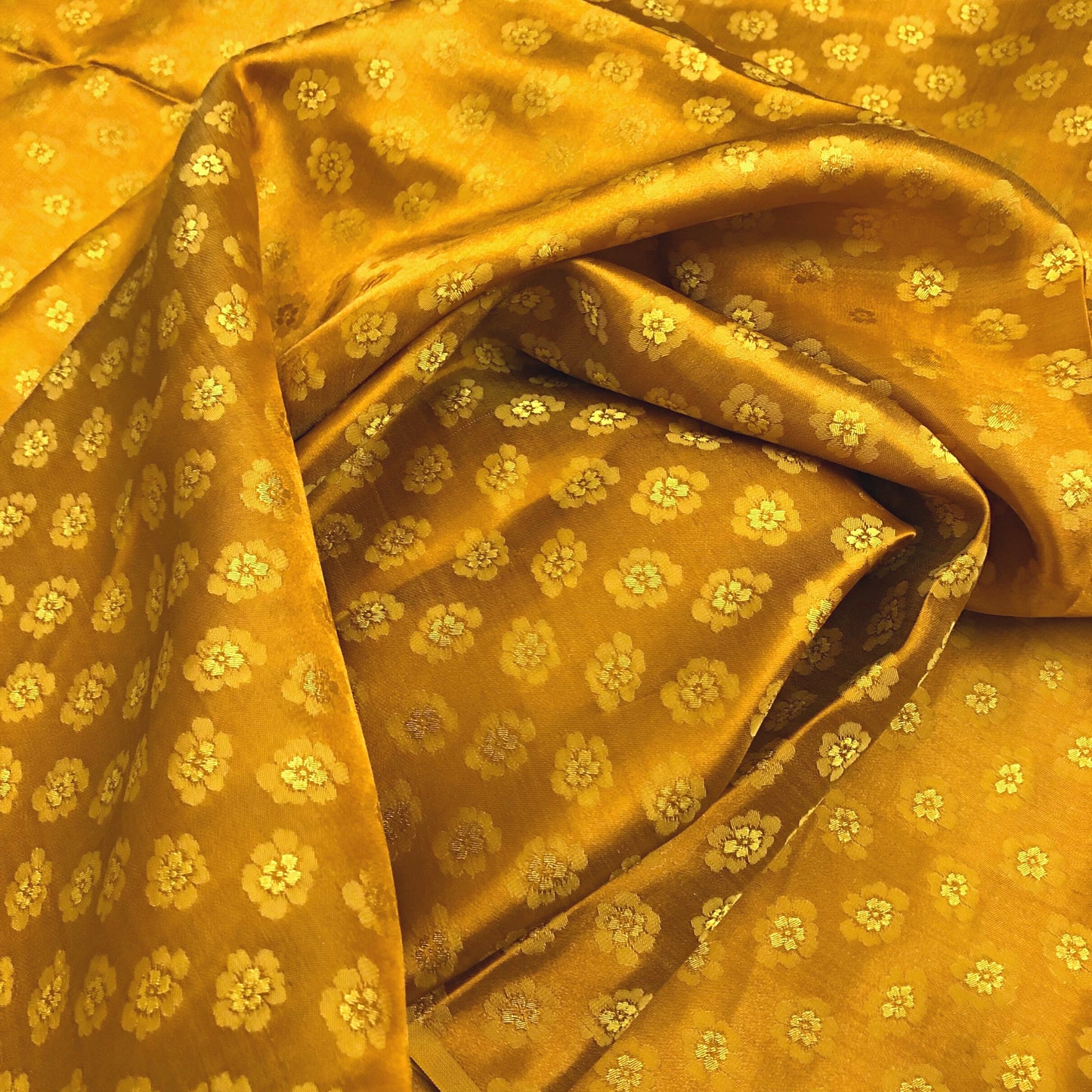 Bronze silk with peach pattern fabric, Pure mulberry silk, Handmade fabric, Organic fiber, Vintage textile