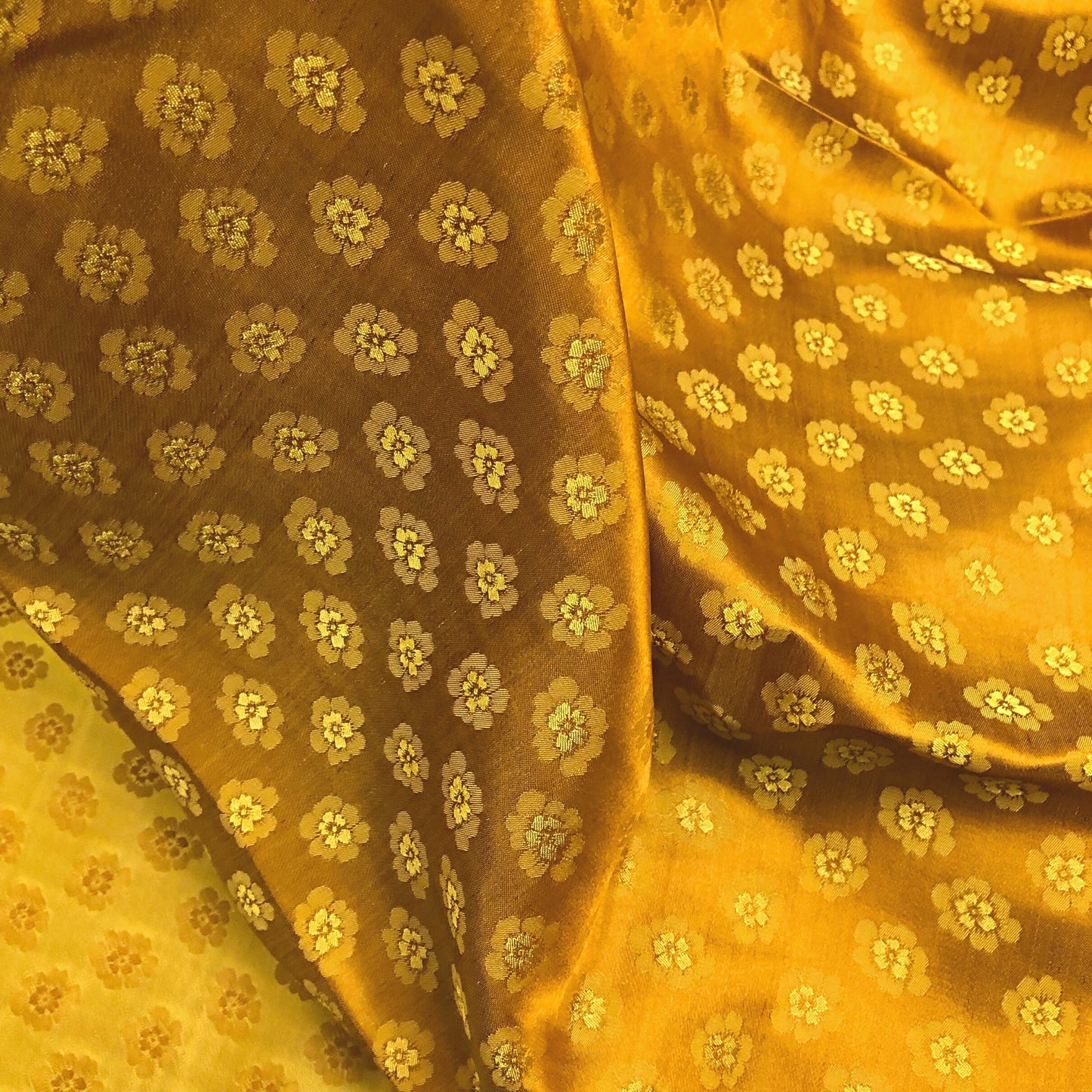 Bronze silk with peach pattern fabric, Pure mulberry silk, Handmade fabric, Organic fiber, Vintage textile