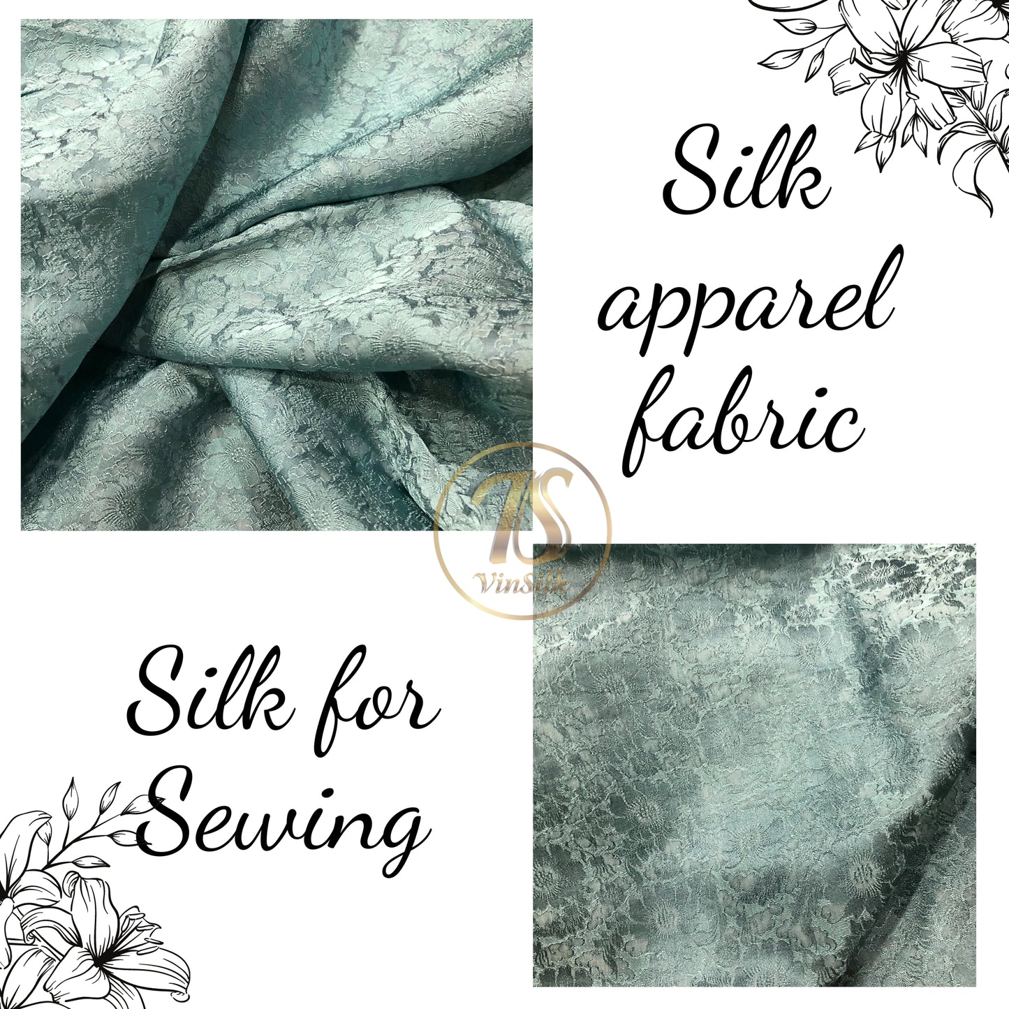 Mulberry Silk Floral Fabric – Chrysanthemum Pattern – Silk for Sewing - Silk apparel fabric