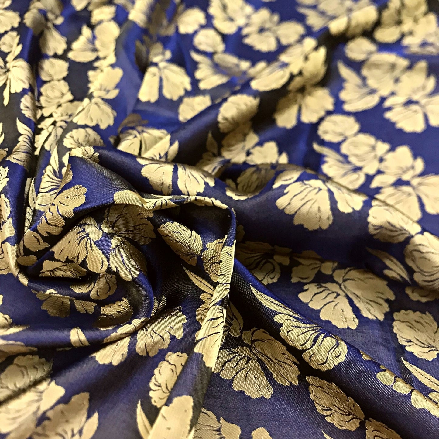 PURE MULBERRY SILK fabric by the yard - Handmade fabric – Dress making – Silk for sewing - Gift for women - Blue silk with yellow floral pattern