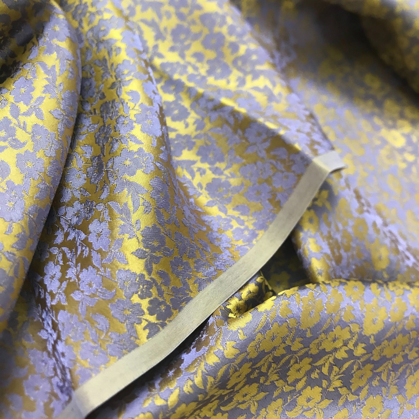 PURE MULBERRY SILK fabric by the yard - Yellow floral pattern fabric - Handmade silk – Dress making – Silk for sewing - Gift for her