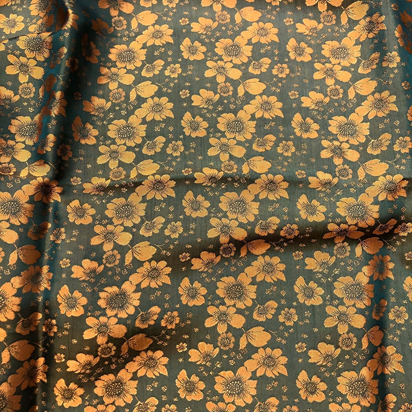 PURE MULBERRY SILK fabric by the yard - Yellow floral silk fabric - Handmade silk – Dress making – Silk apparel fabric - Gift for women