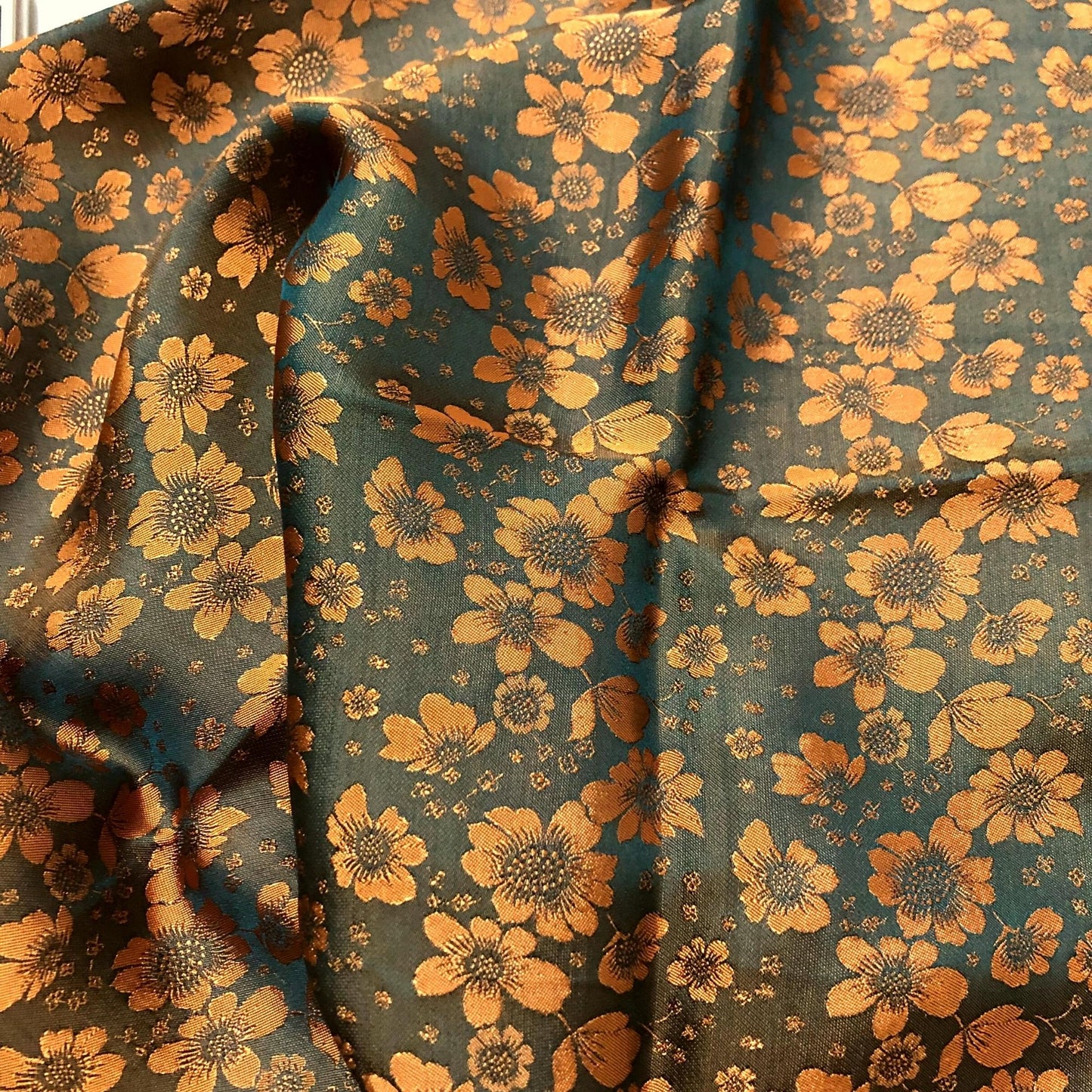 PURE MULBERRY SILK fabric by the yard - Yellow floral silk fabric - Handmade silk – Dress making – Silk apparel fabric - Gift for women