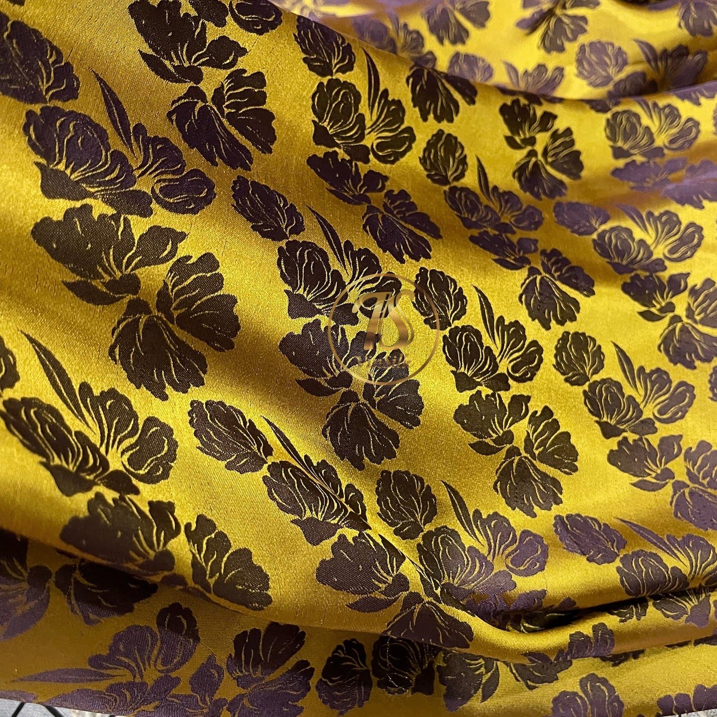 PURE MULBERRY SILK fabric by the yard - Yellow and brown silk fabric - Handmade fabric – Dress making – Silk for sewing - Gift for women