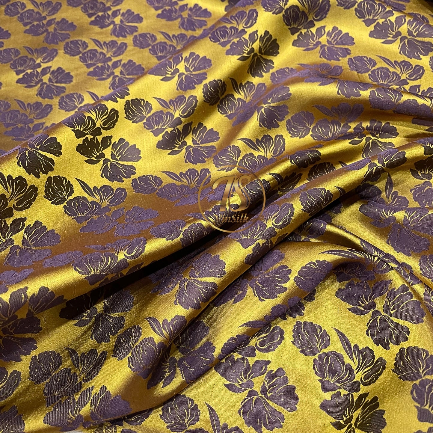 PURE MULBERRY SILK fabric by the yard - Yellow and brown silk fabric - Handmade fabric – Dress making – Silk for sewing - Gift for women