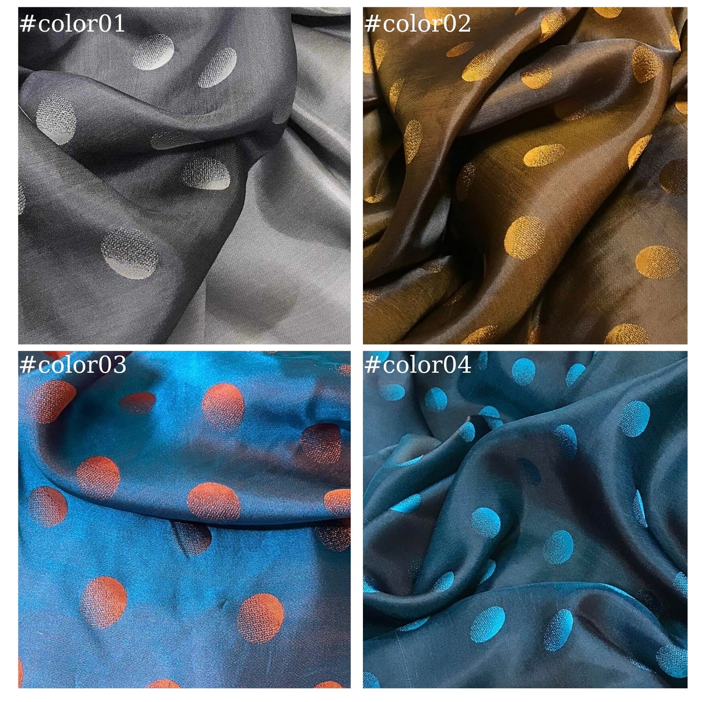PURE MULBERRY SILK fabric by the yard - Polka dot pattern silk - Handmade silk – Dress making – Silk for sewing - Gift for her