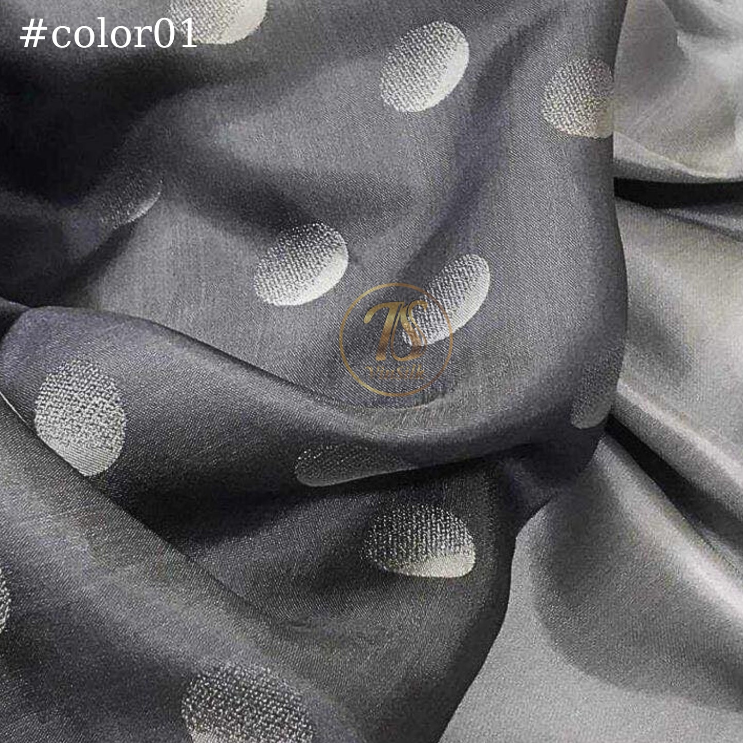 PURE MULBERRY SILK fabric by the yard - Polka dot pattern silk - Handmade silk – Dress making – Silk for sewing - Gift for her