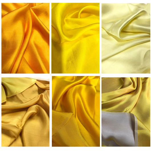 PURE MULBERRY SILK fabric by the yard – Satin silk fabric – 19mm - Organic fiber - Silk for sewing - Gift for women - Yellow silk satin