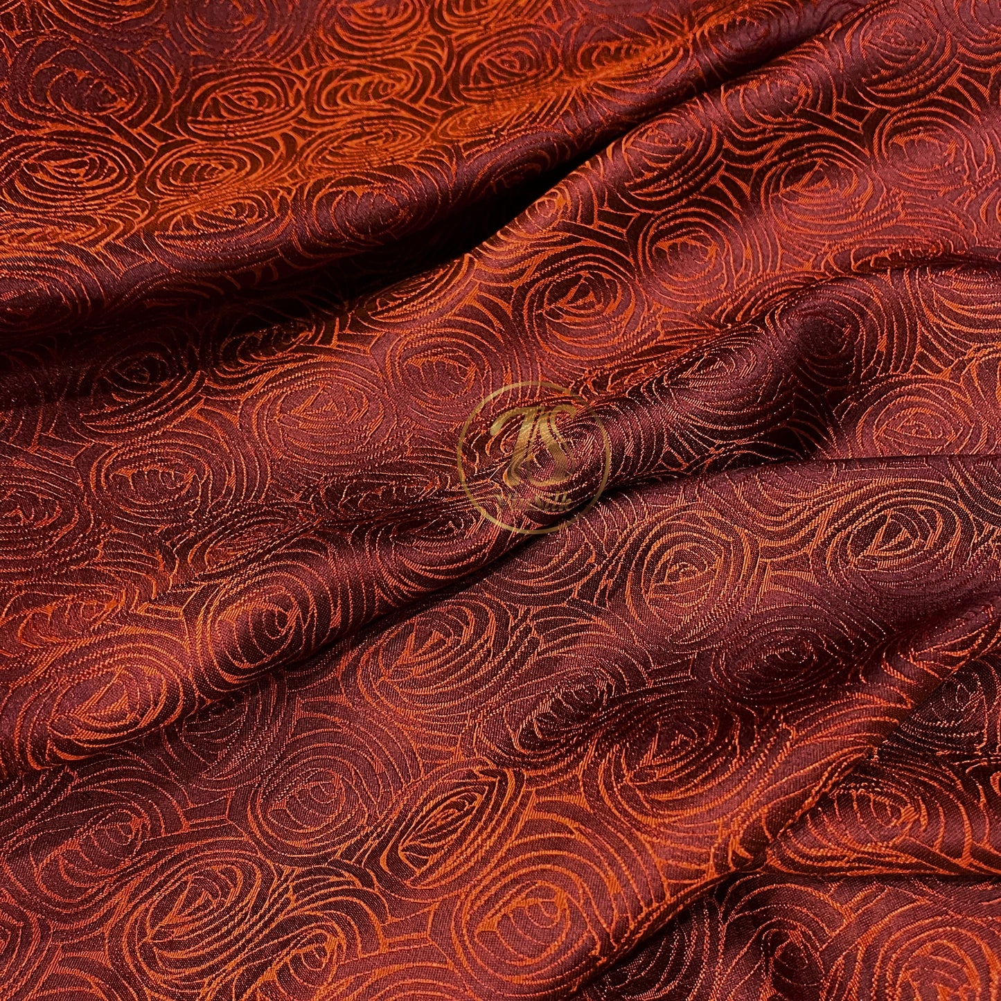 Brown silk fabric with mulberry cabbage pattern, Pure mulberry silk, Handmade fabric, Organic fiber