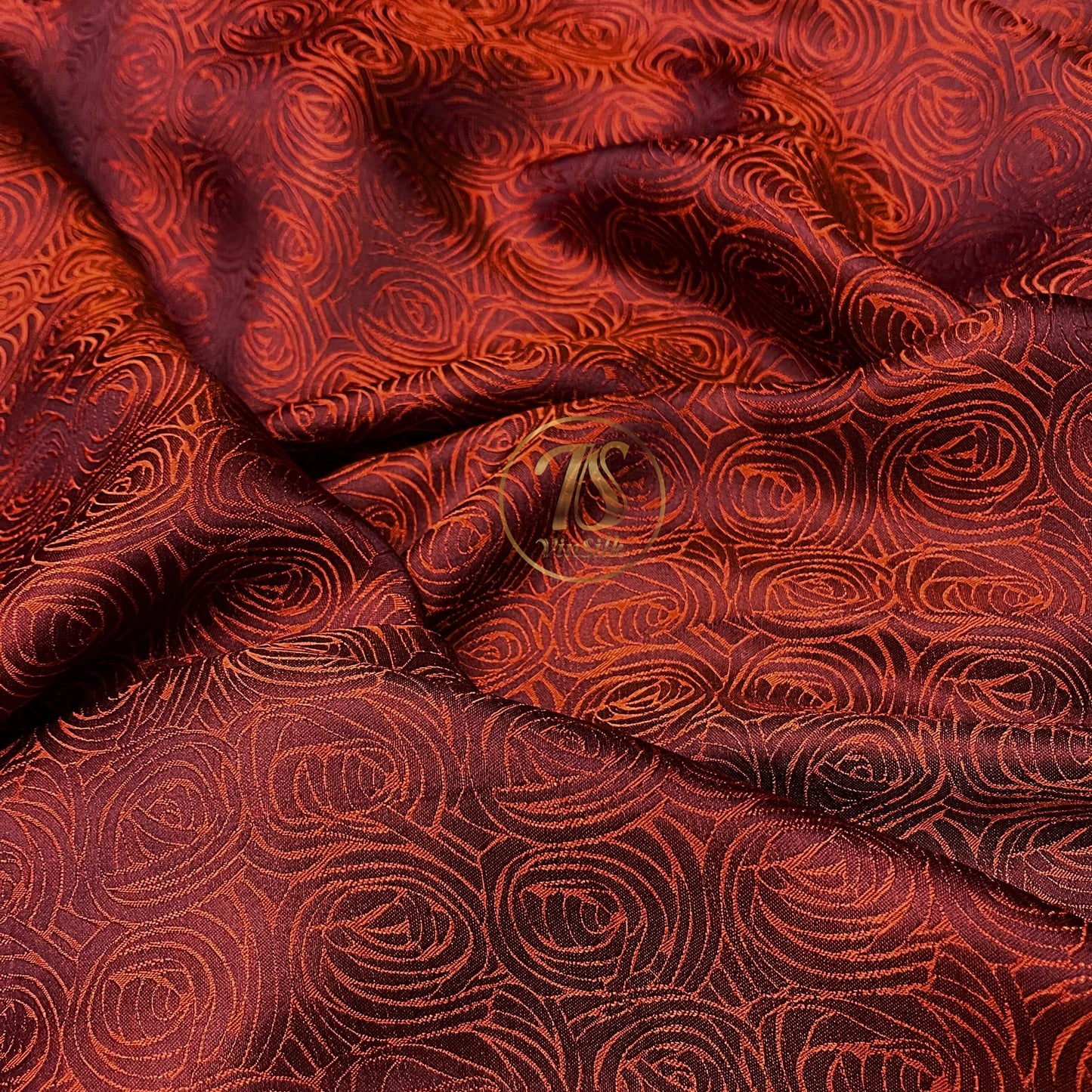 Brown silk fabric with mulberry cabbage pattern, Pure mulberry silk, Handmade fabric, Organic fiber