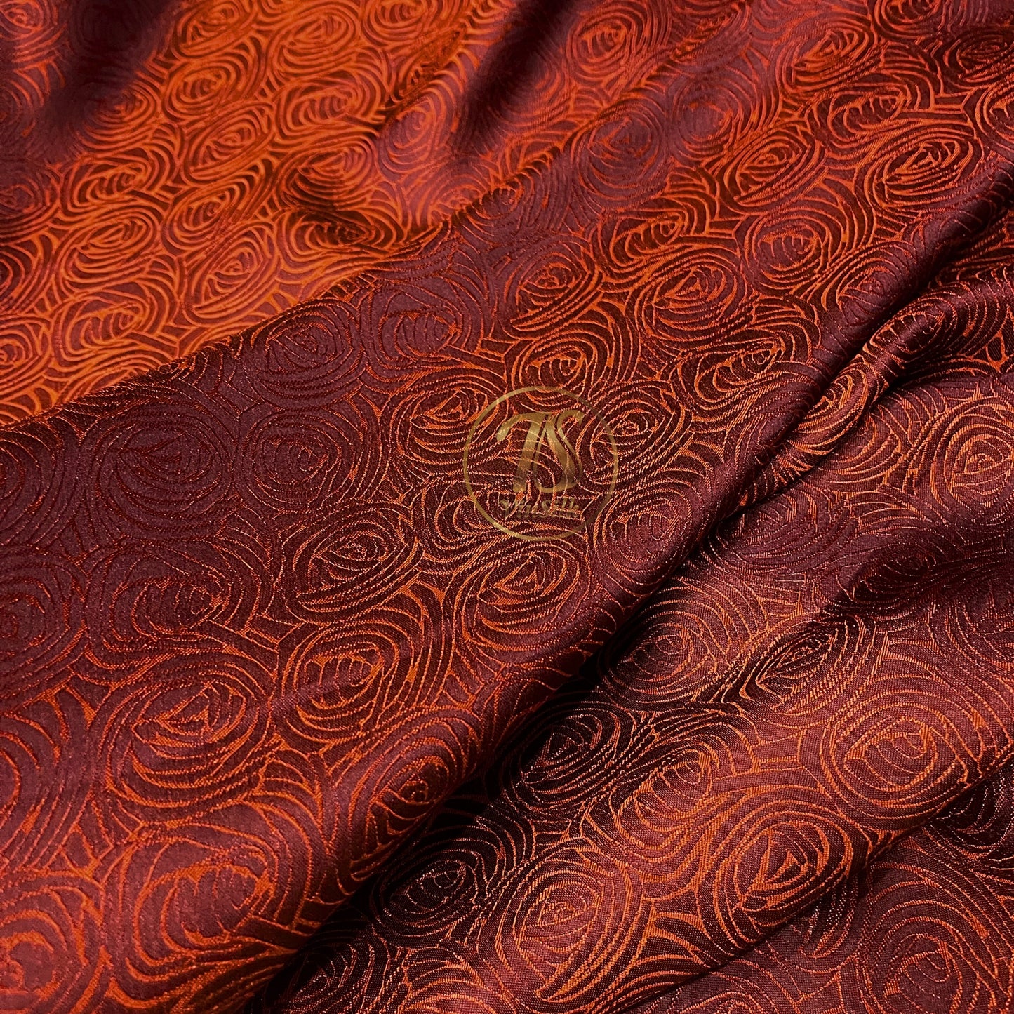Brown silk fabric with mulberry cabbage pattern, Pure mulberry silk, Handmade fabric, Organic fiber