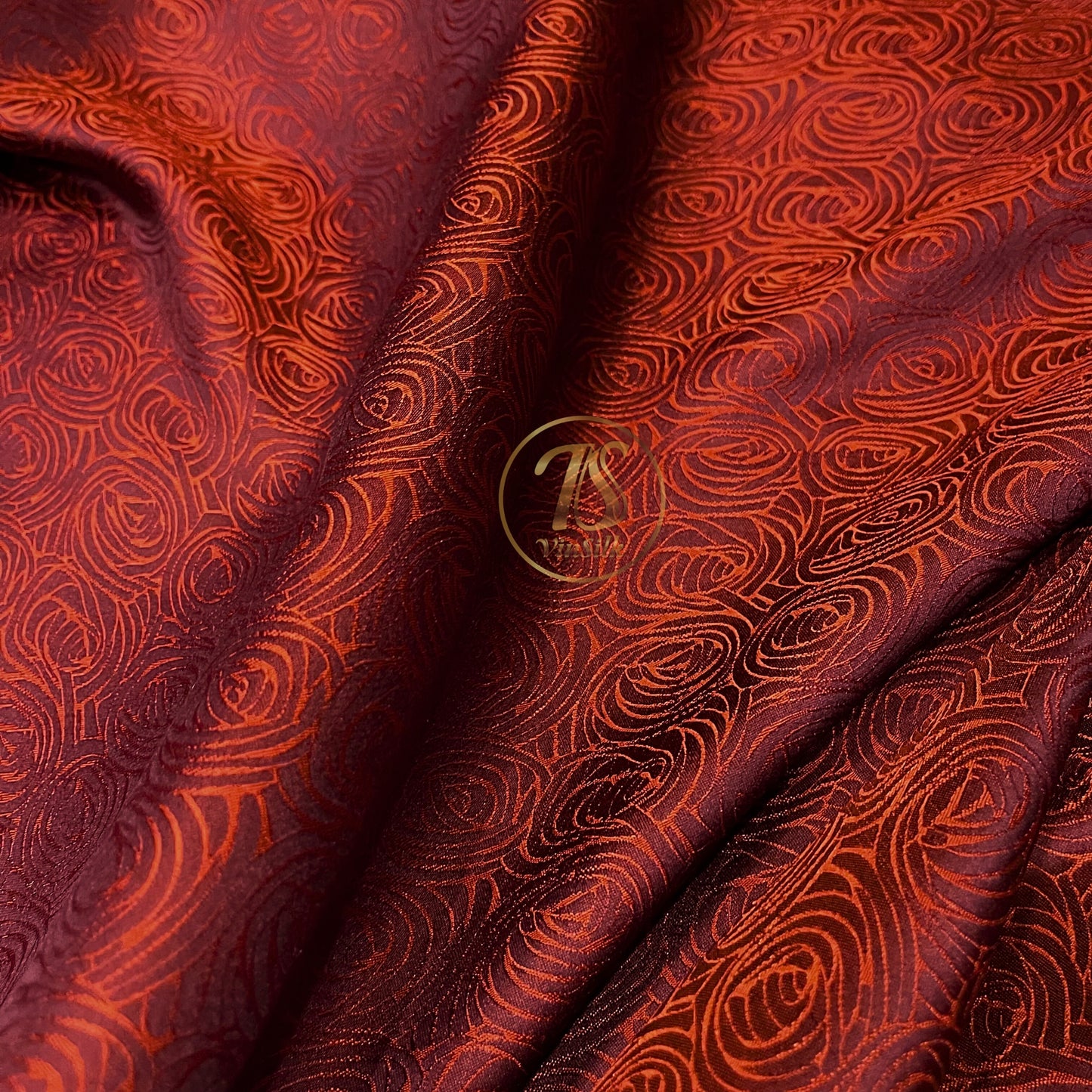 Brown silk fabric with mulberry cabbage pattern, Pure mulberry silk, Handmade fabric, Organic fiber
