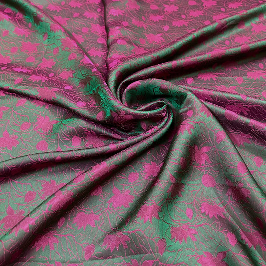 PURE MULBERRY SILK fabric by the yard, Blue & pink stone lotus silk, handmade fabric, Organic fiber, Vintage textile, Wedding dress