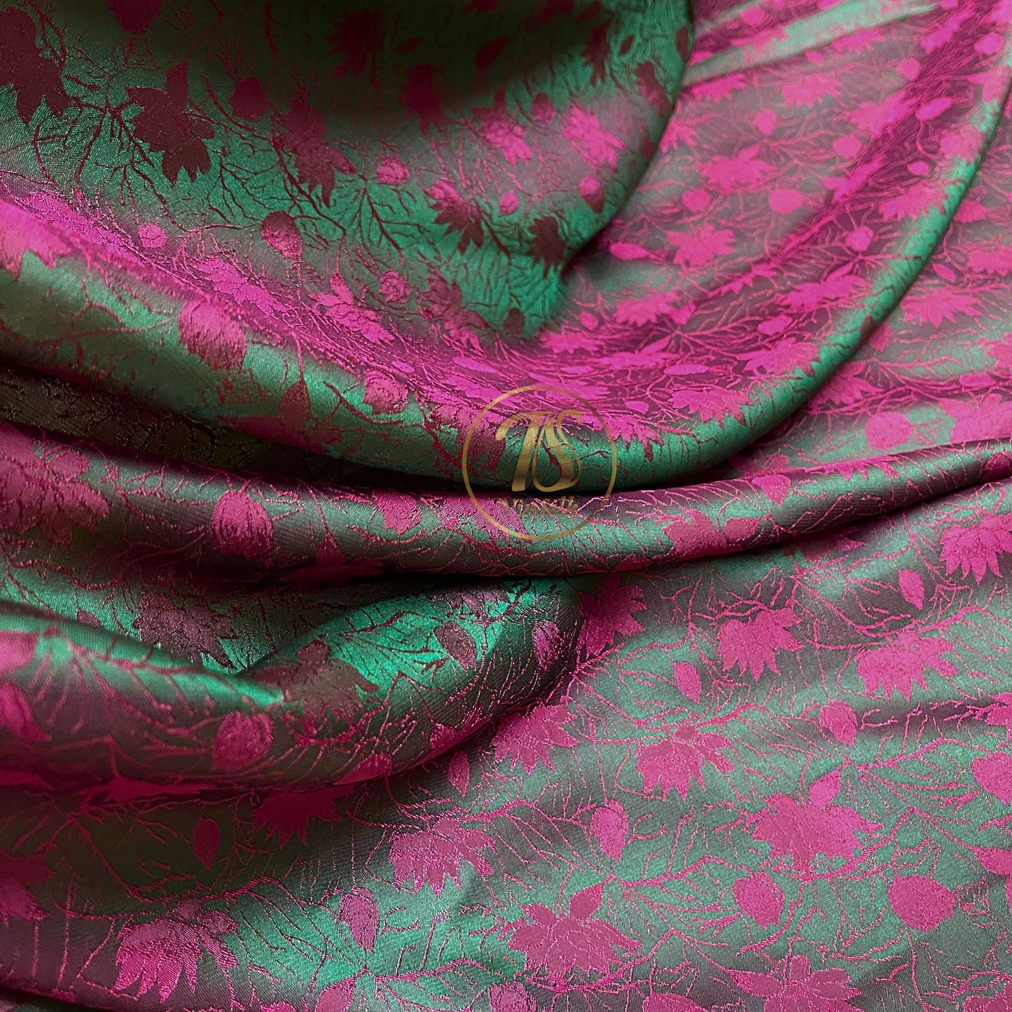 PURE MULBERRY SILK fabric by the yard, Blue & pink stone lotus silk, handmade fabric, Organic fiber, Vintage textile, Wedding dress