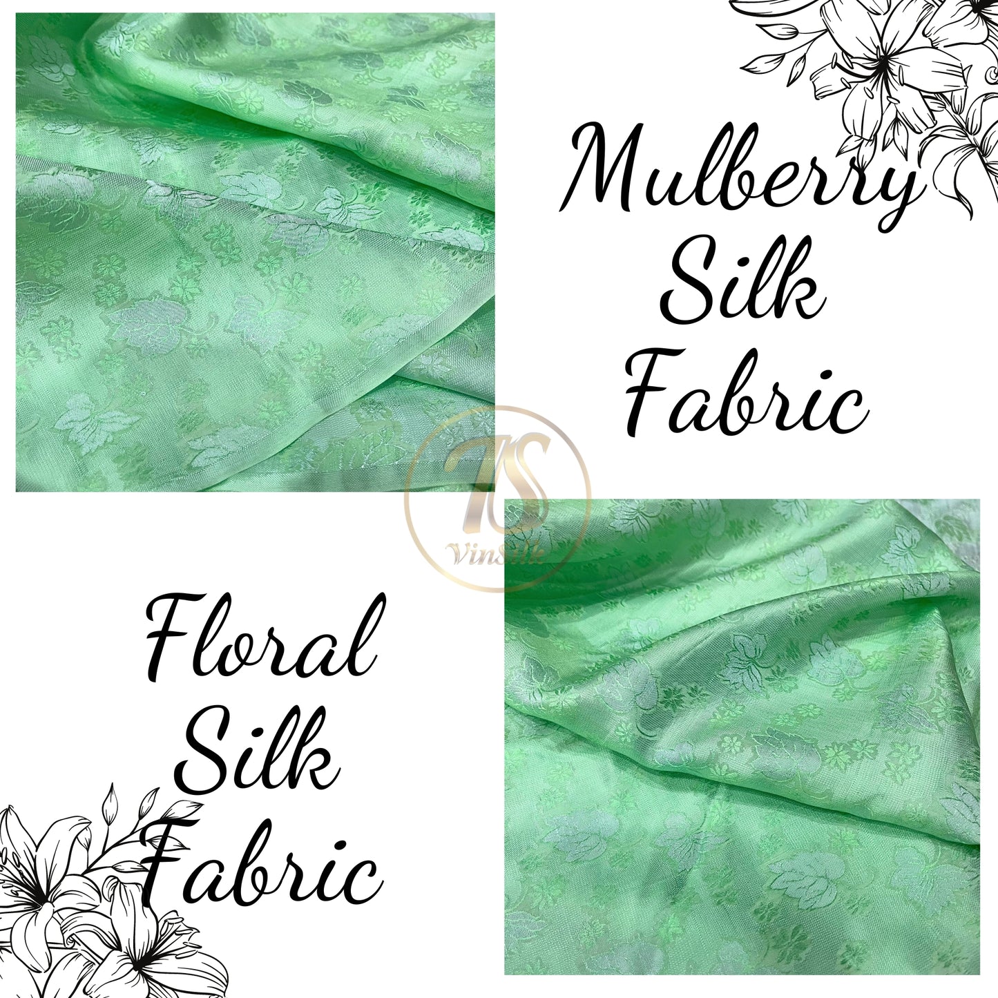 A turquoise silk fabric with mulberry leaf pattern, Pure mulberry silk, Handmade fabric, Organic fiber, Vintage textile