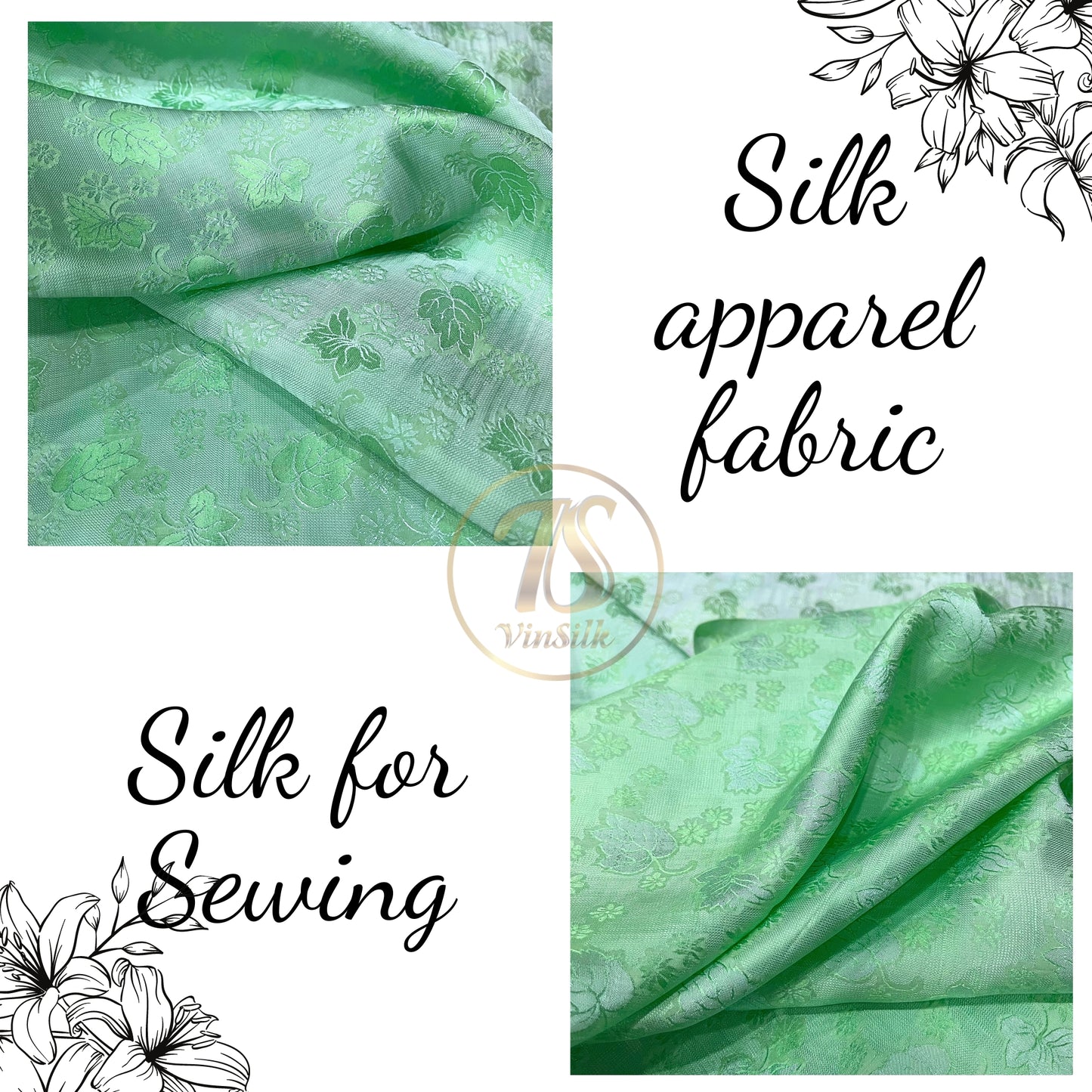 A turquoise silk fabric with mulberry leaf pattern, Pure mulberry silk, Handmade fabric, Organic fiber, Vintage textile
