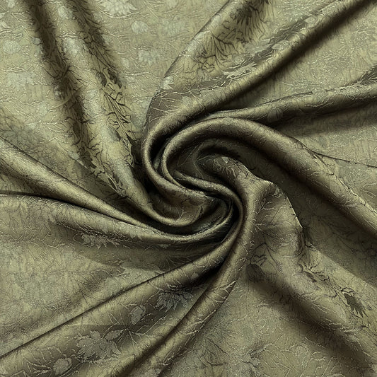 moss green stone lotus silk pattern fabric, Pure mulberry silk, Handmade fabric, Organic fiber, Vintage textile, Dress making, Gift for women, Silk dress