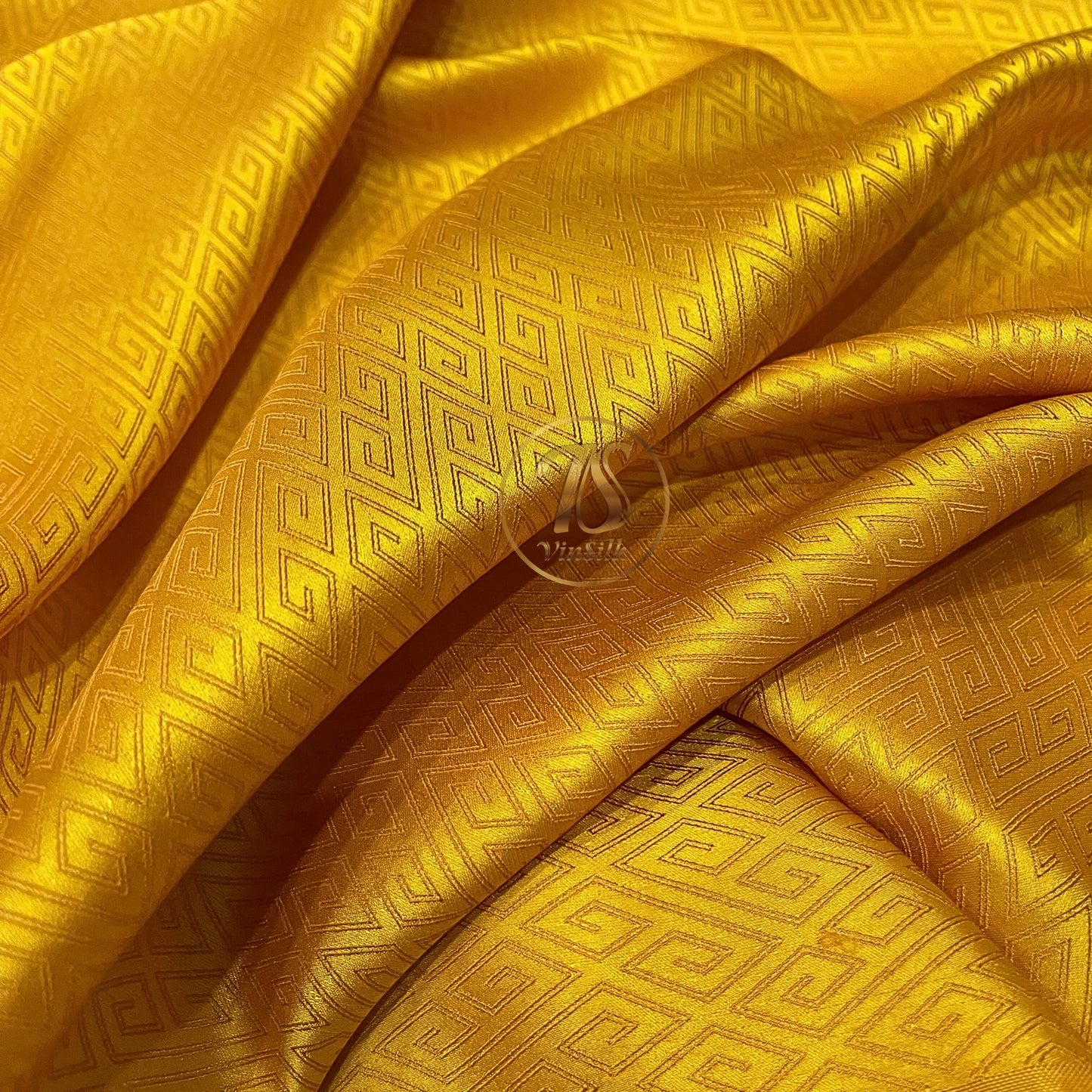 PURE MULBERRY SILK fabric by the yard - Yellow pattern silk - Handmade fabric – Sewing clothes – Silk for sewing - Gift for men