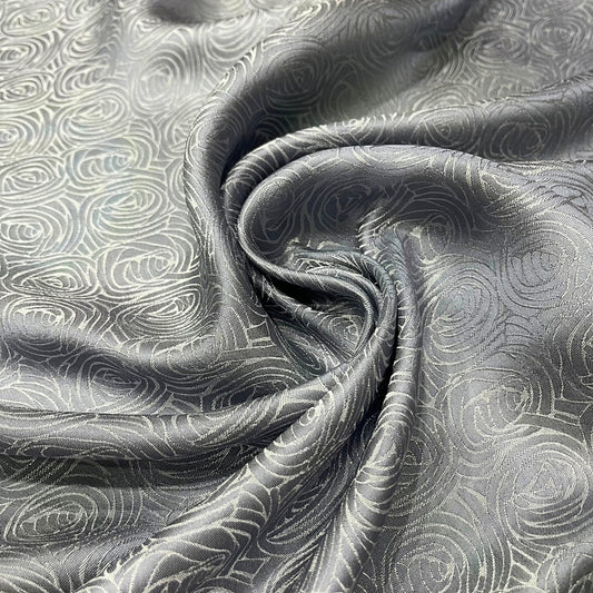 Gray silk fabric with mulberry cabbage pattern, Pure mulberry silk, Handmade fabric, Organic fiber