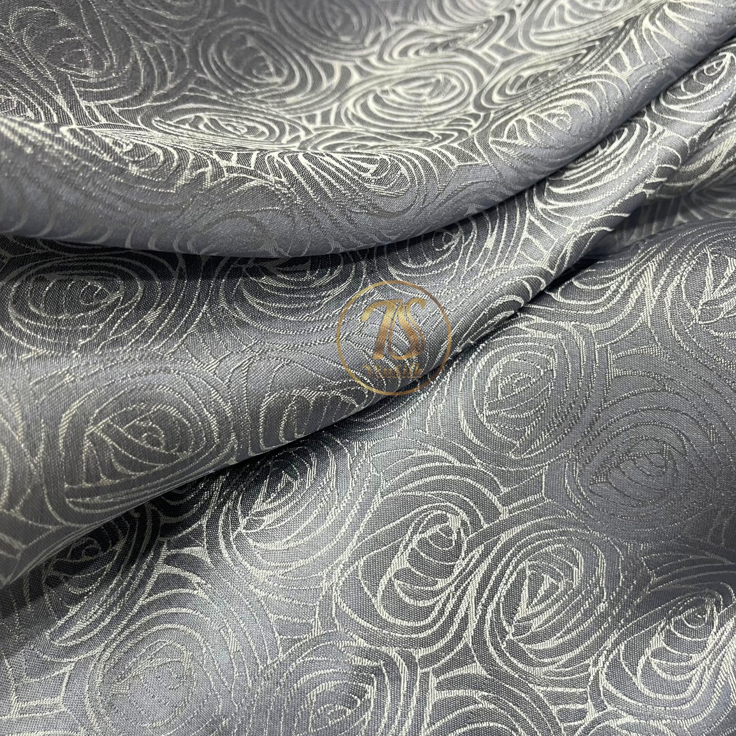 Gray silk fabric with mulberry cabbage pattern, Pure mulberry silk, Handmade fabric, Organic fiber