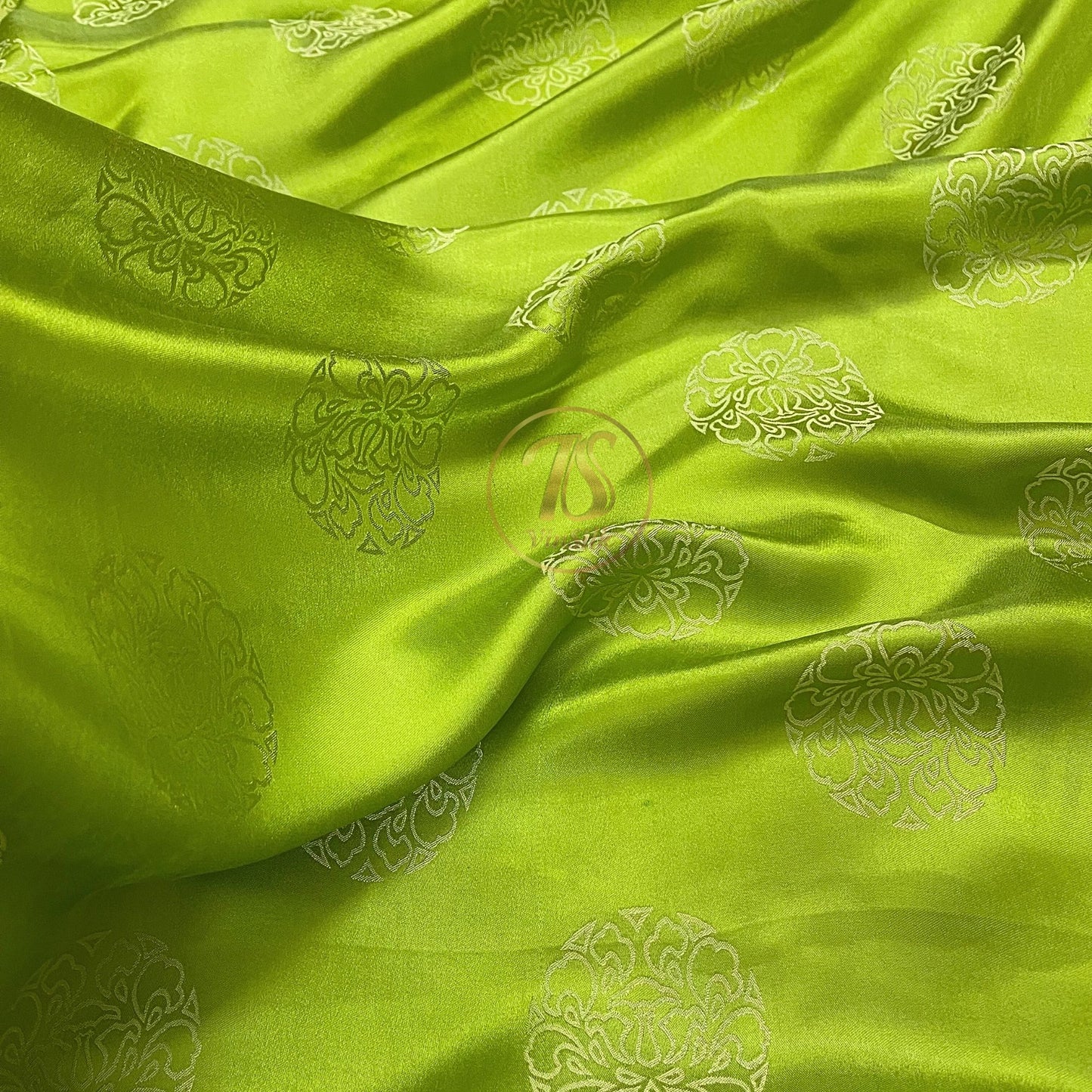 PURE MULBERRY SILK fabric by the yard, green lotus silk,  handmade fabric, Organic fiber, Vintage textile, Wedding dress, Gift for women, personalized gift