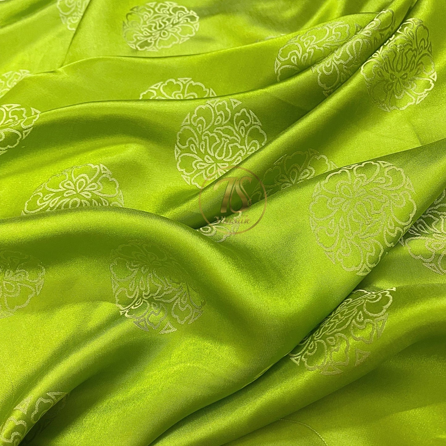 PURE MULBERRY SILK fabric by the yard, green lotus silk,  handmade fabric, Organic fiber, Vintage textile, Wedding dress, Gift for women, personalized gift