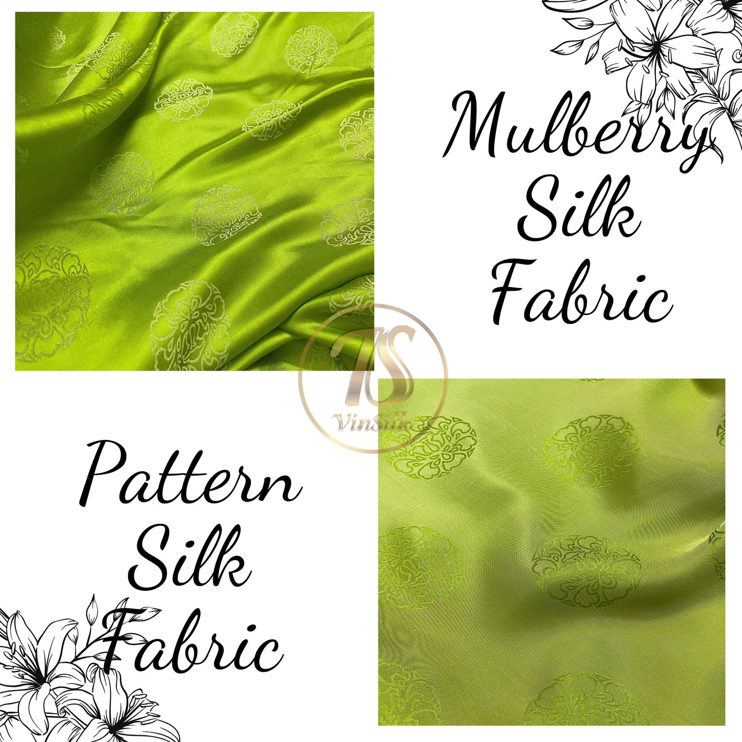 PURE MULBERRY SILK fabric by the yard, green lotus silk,  handmade fabric, Organic fiber, Vintage textile, Wedding dress, Gift for women, personalized gift