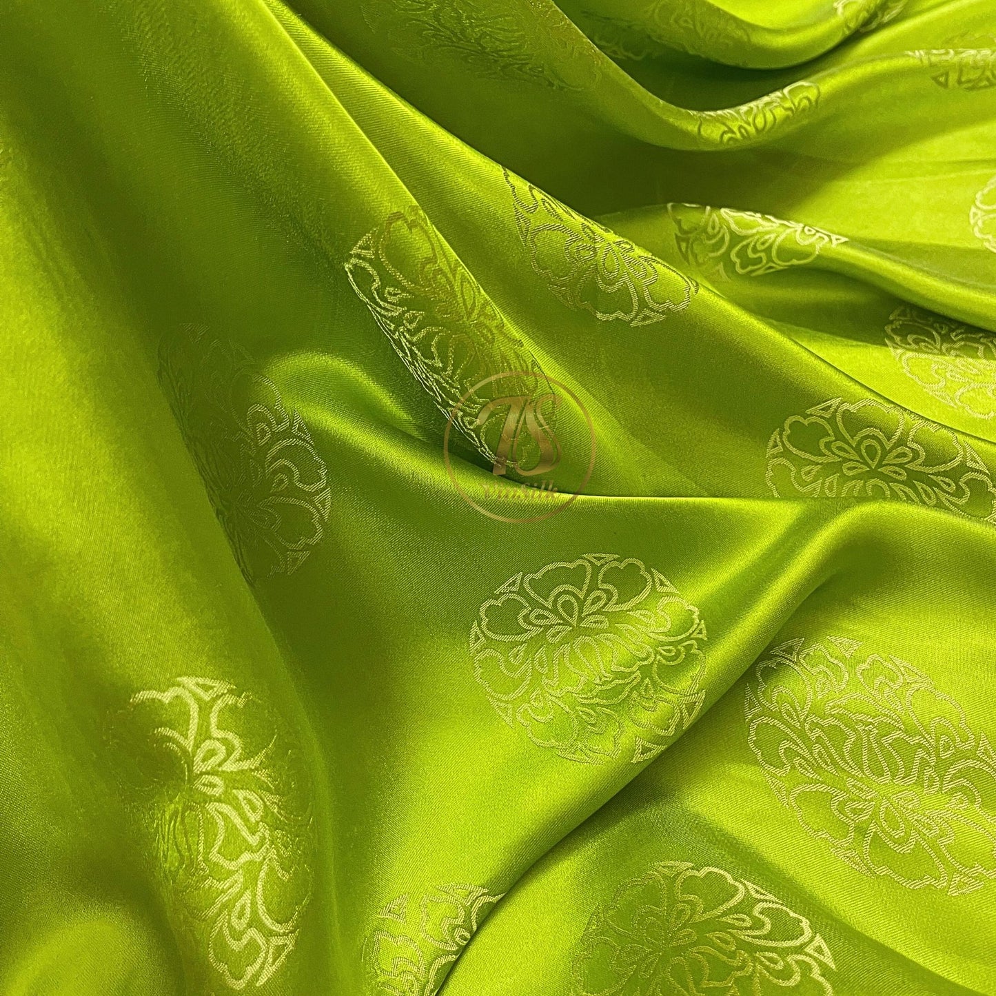 PURE MULBERRY SILK fabric by the yard, green lotus silk,  handmade fabric, Organic fiber, Vintage textile, Wedding dress, Gift for women, personalized gift