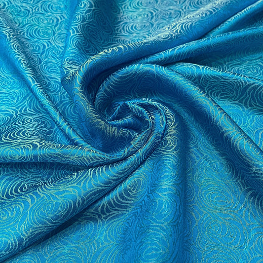 Light Blue fabric with mulberry cabbage pattern, Pure mulberry silk, Handmade fabric, Organic fiber