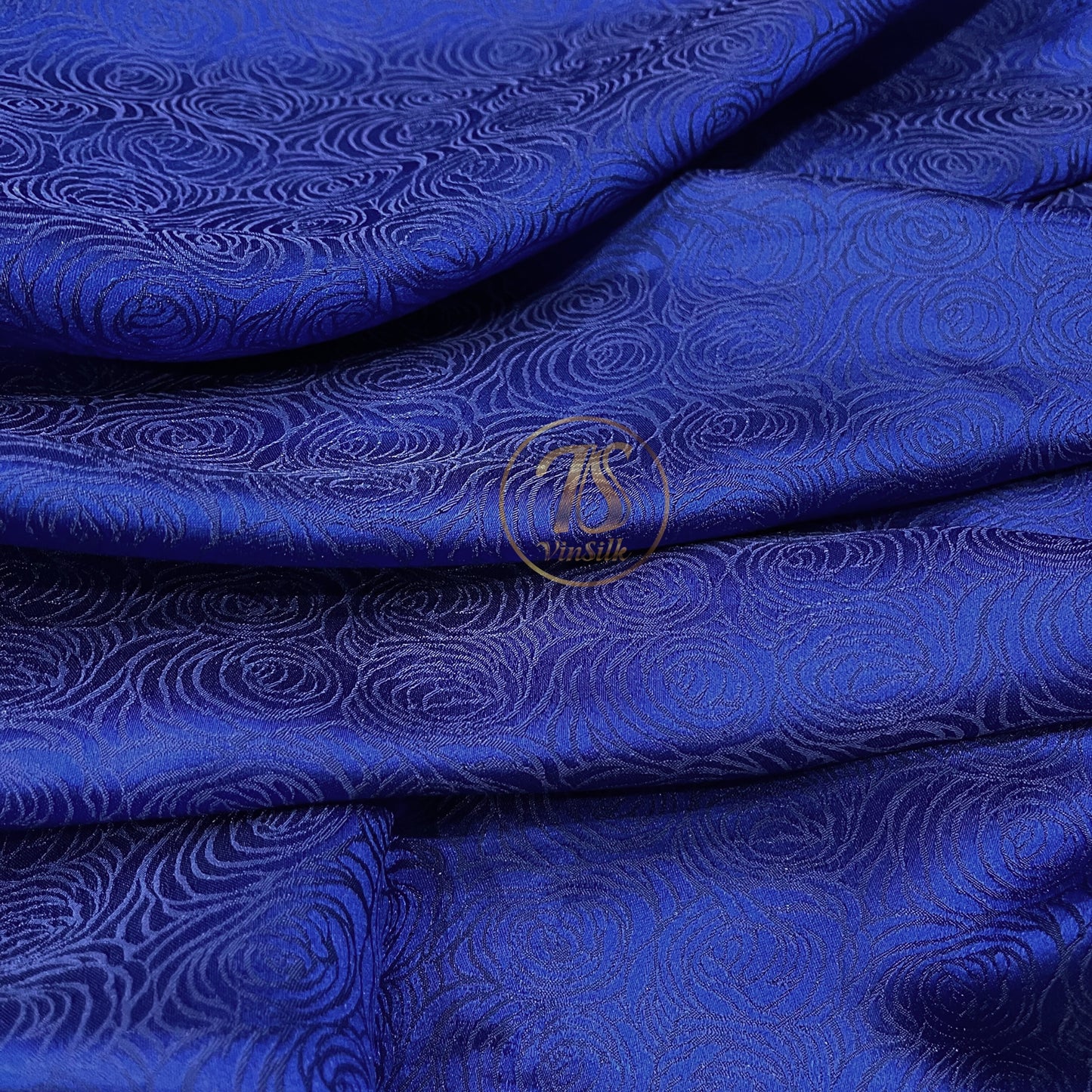 Blue fabric with mulberry cabbage pattern, Pure mulberry silk, Handmade fabric, Organic fiber