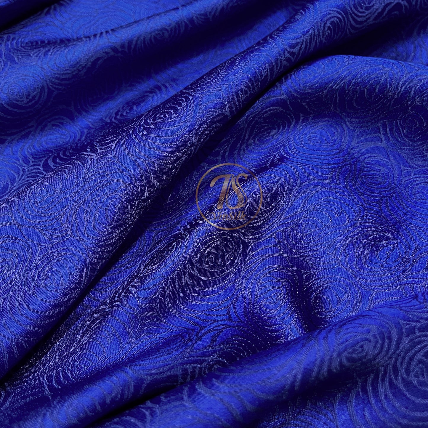 Blue fabric with mulberry cabbage pattern, Pure mulberry silk, Handmade fabric, Organic fiber