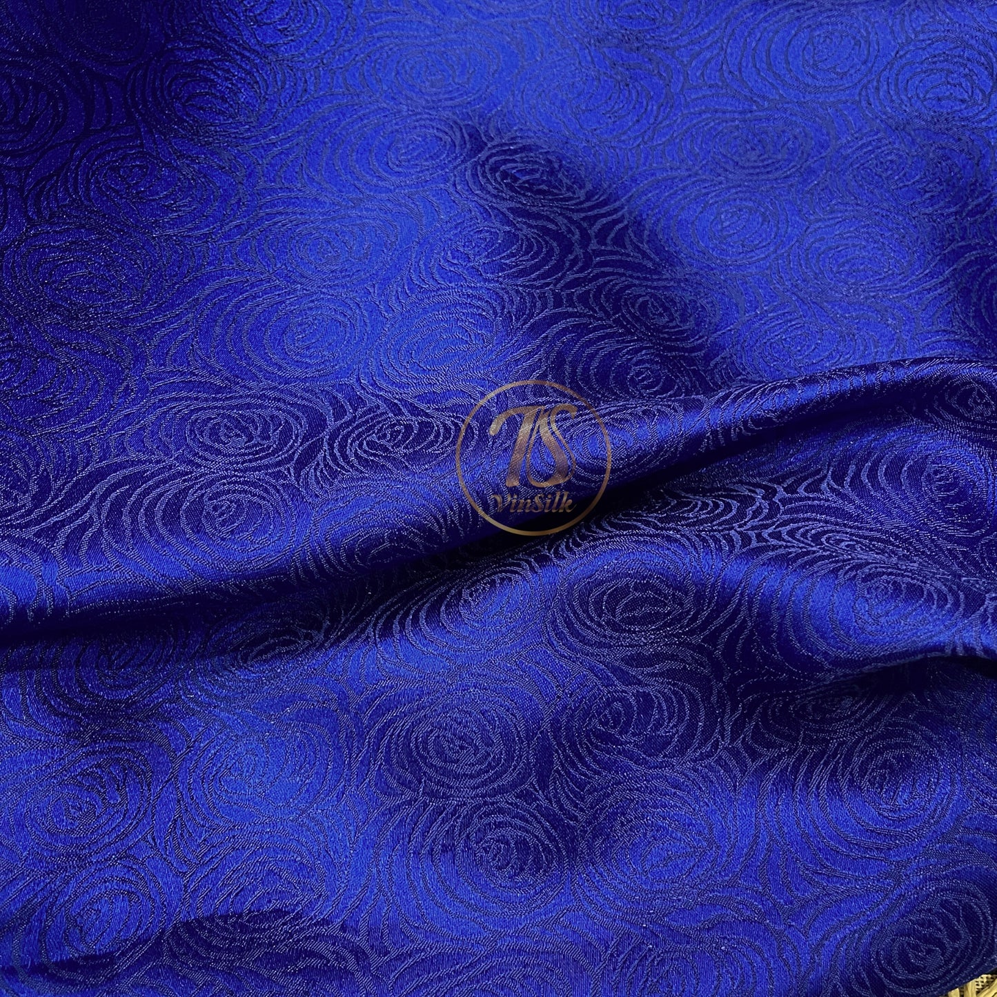 Blue fabric with mulberry cabbage pattern, Pure mulberry silk, Handmade fabric, Organic fiber