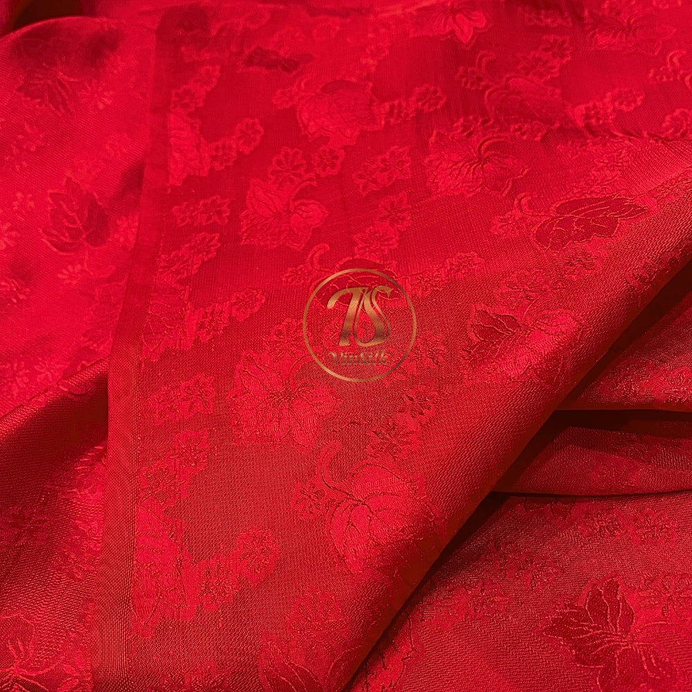 PURE MULBERRY SILK fabric by the yard, red mulberry leaves, handmade fabric, Organic fiber,  Wedding dress, Gift for women, personalized gift