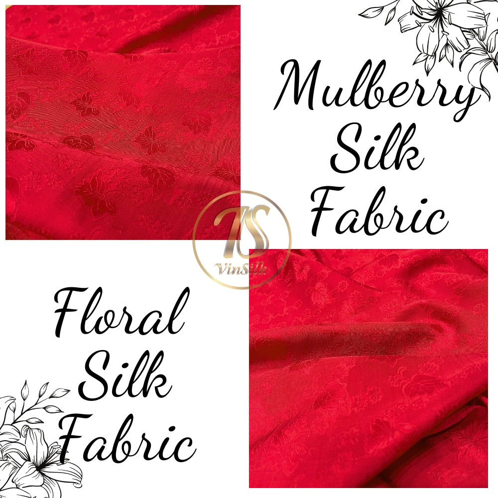 PURE MULBERRY SILK fabric by the yard, red mulberry leaves, handmade fabric, Organic fiber,  Wedding dress, Gift for women, personalized gift