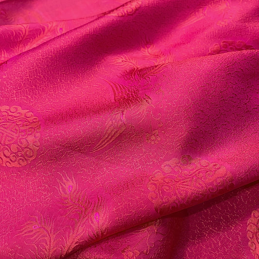 PURE MULBERRY SILK fabric by the yard, red phoenix silk, handmade fabric, Organic fiber,  Wedding dress, Gift for women, personalized gift