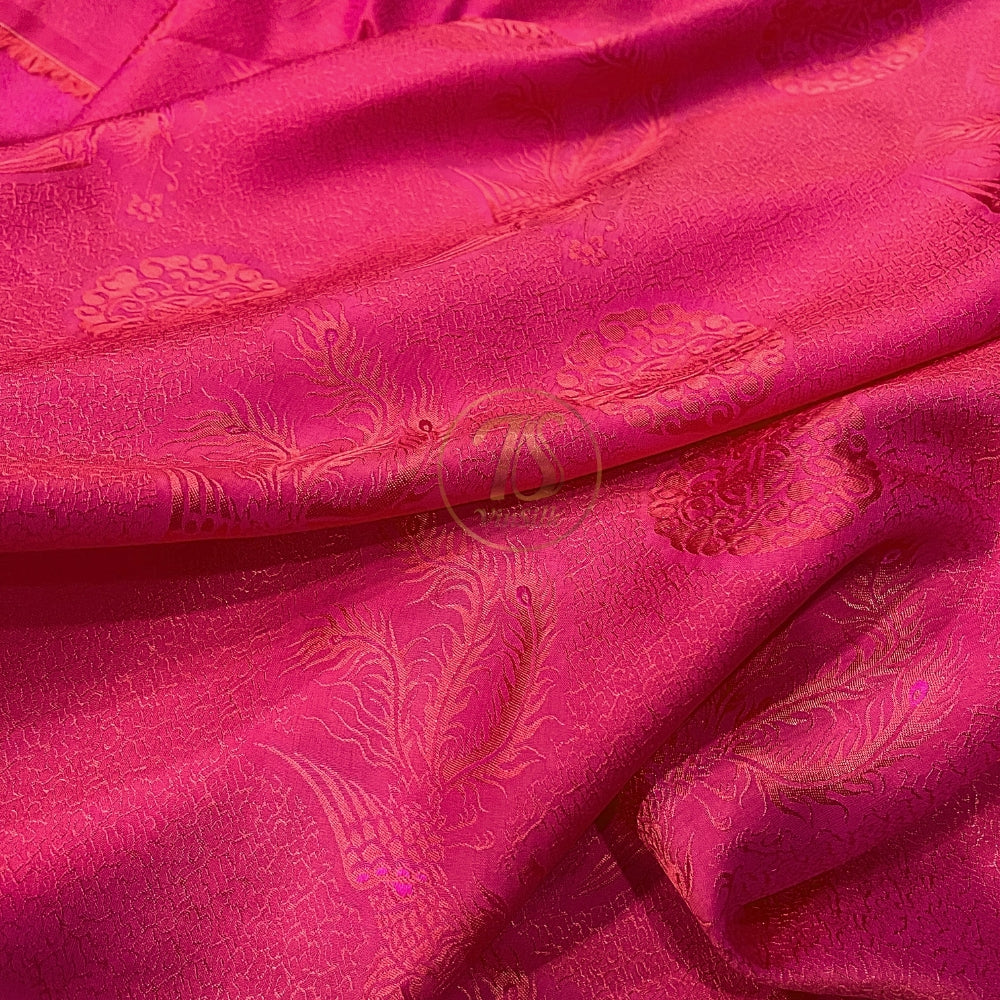 PURE MULBERRY SILK fabric by the yard, red phoenix silk, handmade fabric, Organic fiber,  Wedding dress, Gift for women, personalized gift