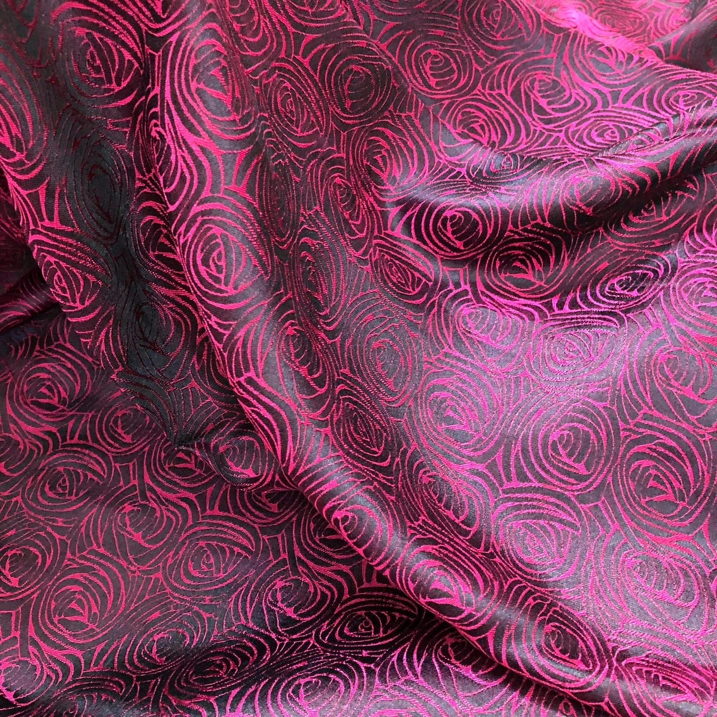 Dark pink silk fabric with mulberry cabbage pattern, Pure mulberry silk, Handmade fabric, Organic fiber