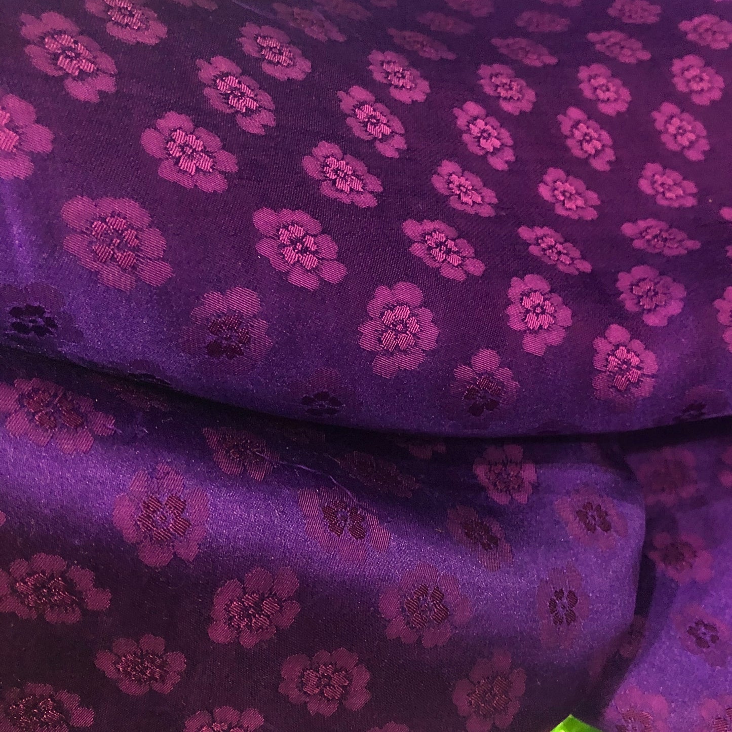 HUE Purple silk with peach pattern fabric, Pure mulberry silk, Handmade fabric, Organic fiber, Vintage textile
