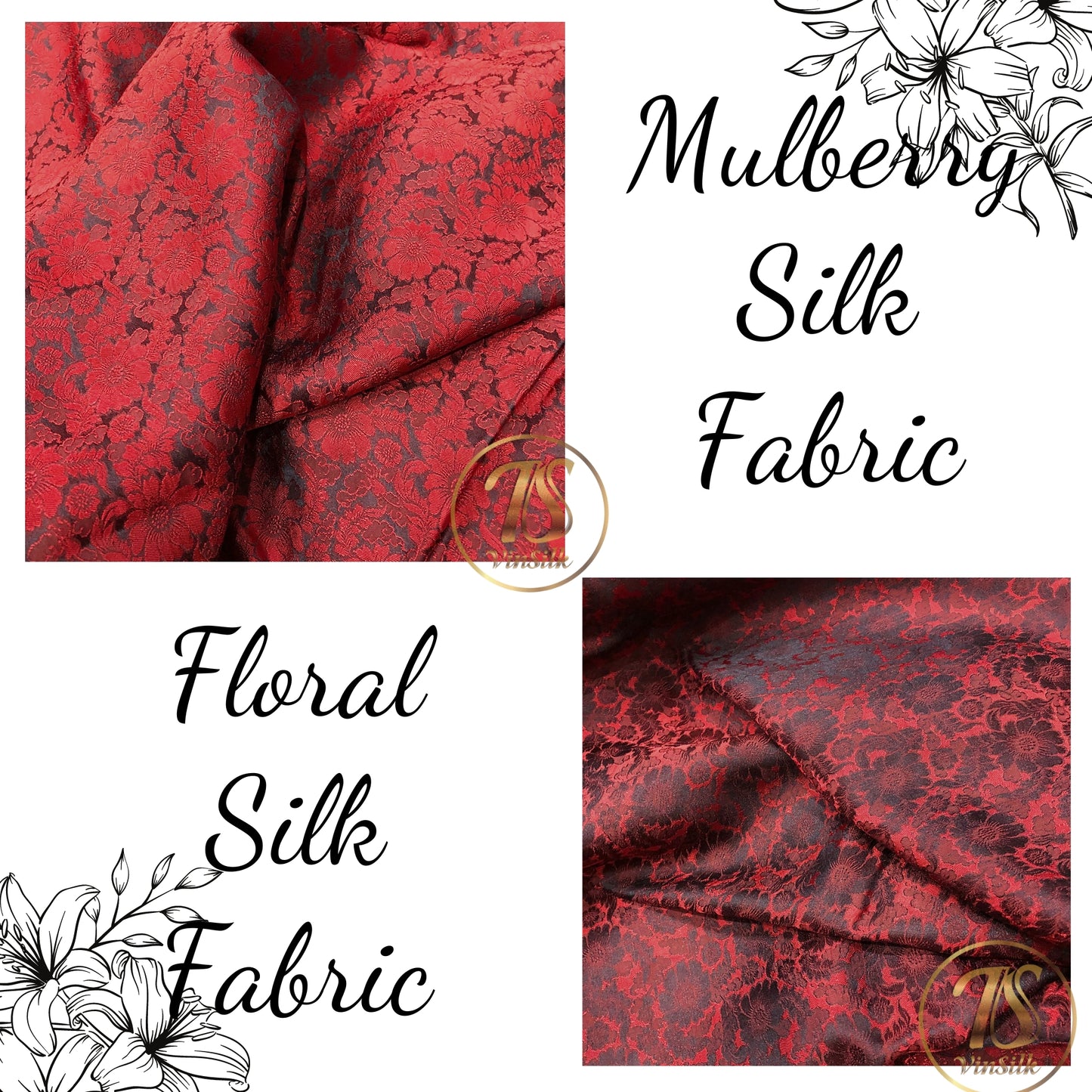 Mulberry Silk Floral Fabric – Chrysanthemum Pattern – Silk for Sewing